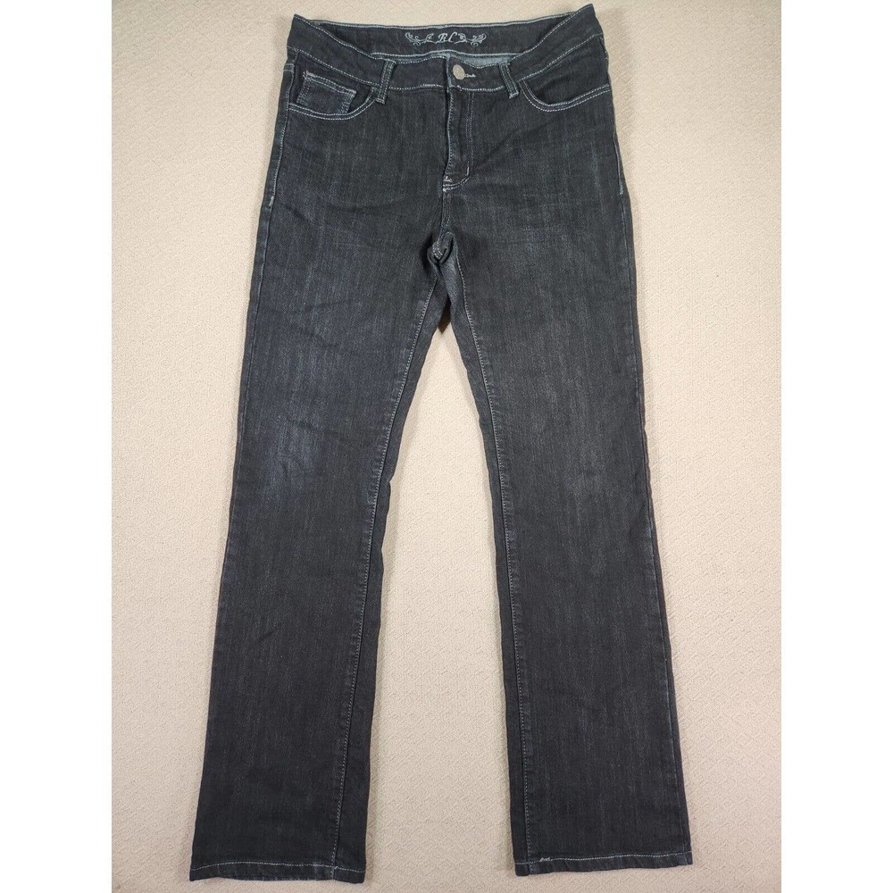 EC Jeans Womens 12 Rhinestones High Rise Embroidered Cotton Blend Straight